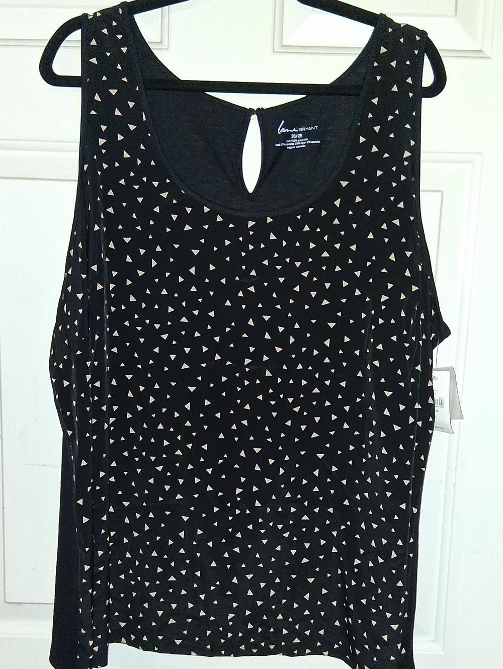 Lane Bryant Black Tank with Cream Triangle Print